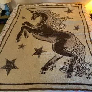 Vintage Bedding Soldreversible Tan Brown Unicorn Blanket
